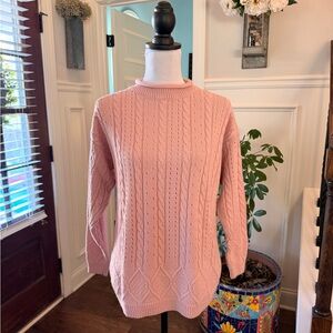 Vintage A & M Collection EUC Pink Mock Neck Cable Knit Sweater